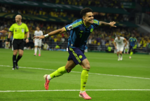 Luis Díaz y su primer gol en la Copa Mundial.